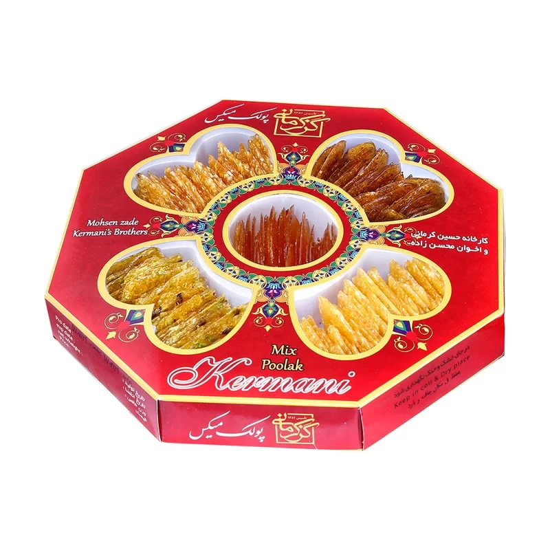 پولکی مخلوط 5 طعم گز کرمانی – 500 گرم
