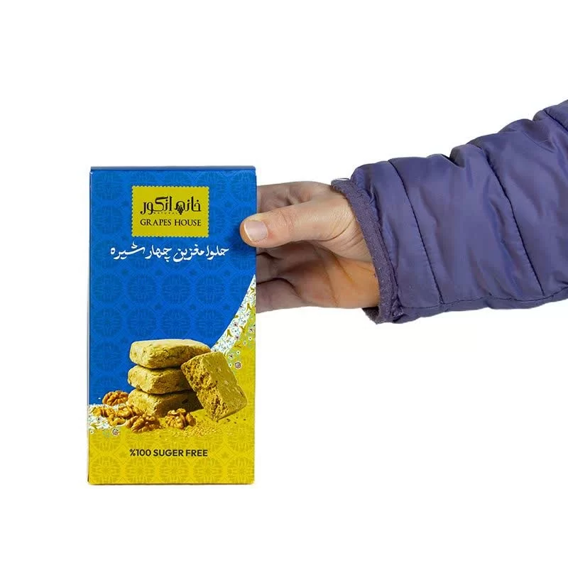 حلوا مغزین چهار شیره 28 درصد مغز خانه انگور - 300 گرم