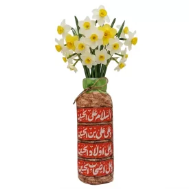 گلدان شیشه ای روکش مخمل طرح چهار سلام