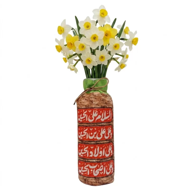 گلدان شیشه ای روکش مخمل طرح چهار سلام