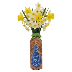 گلدان شیشه ای روکش مخمل طرح حسینی کد 1