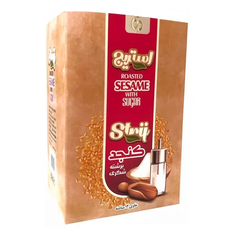 کنجد برشته شکری استریج یزد - بسته 12 ساشه