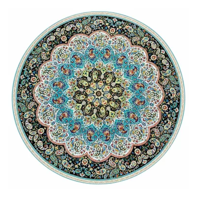رومیزی مخمل طرح ترمه گرد