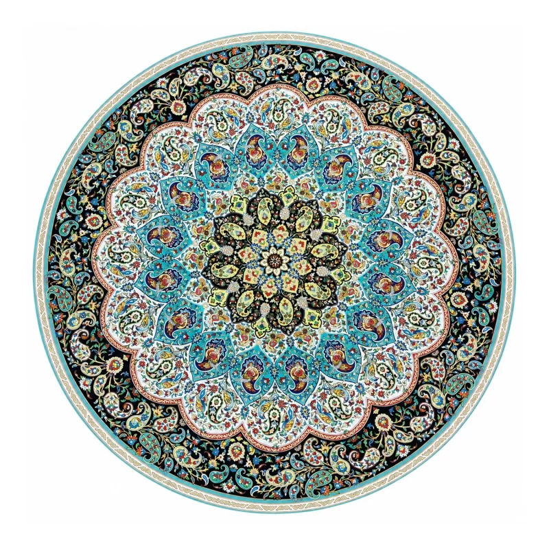 رومیزی مخمل طرح ترمه گرد 