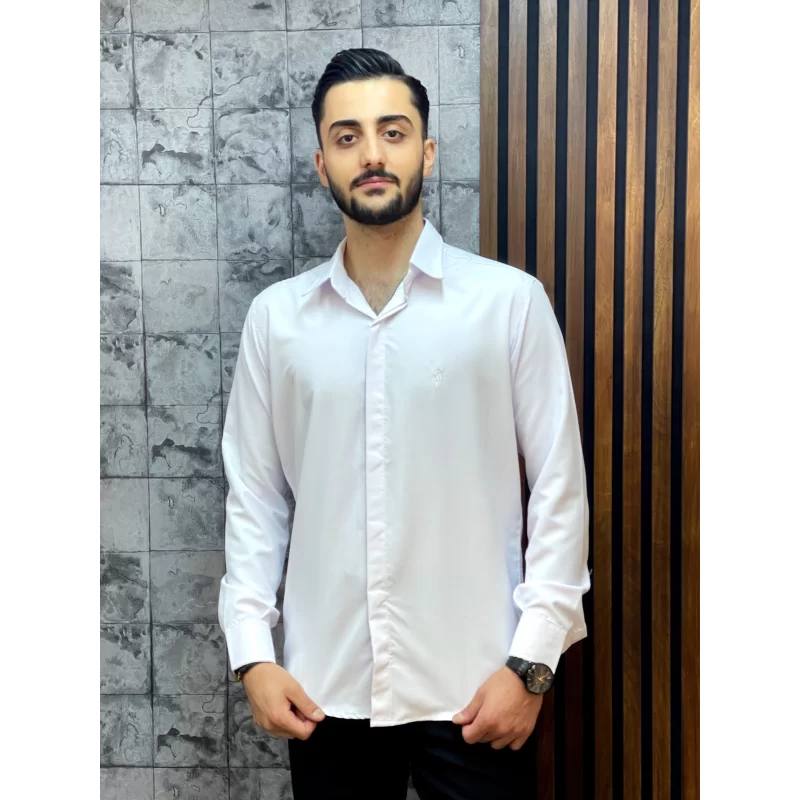 پیراهن پارچه دوشین رنگ سفید کد 1202