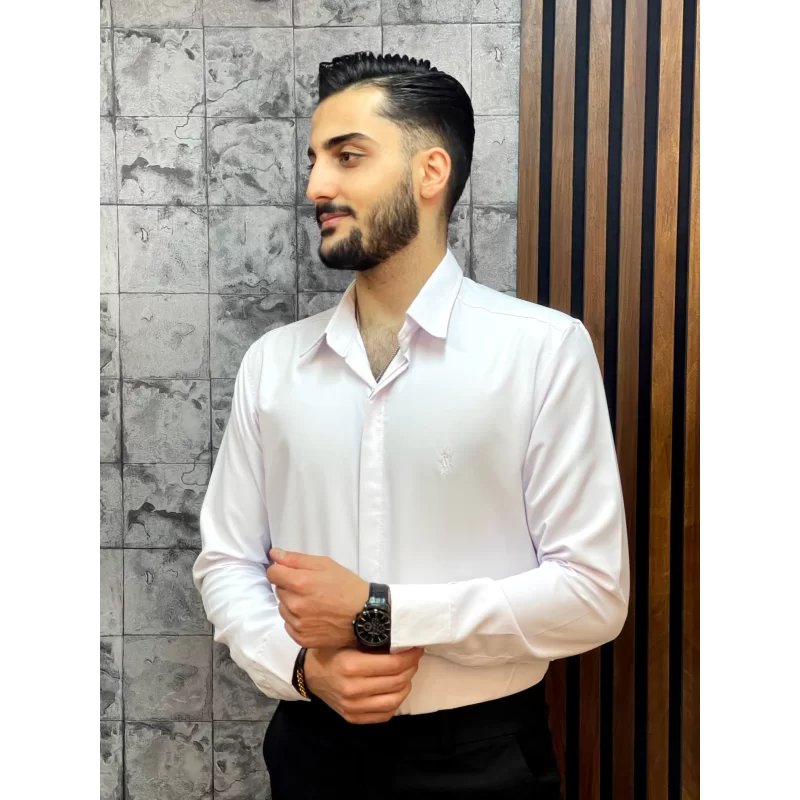 پیراهن پارچه دوشین رنگ سفید کد 1202