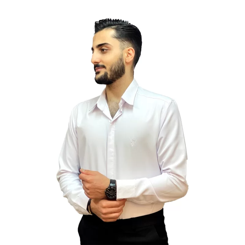 پیراهن پارچه دوشین رنگ سفید کد 1202