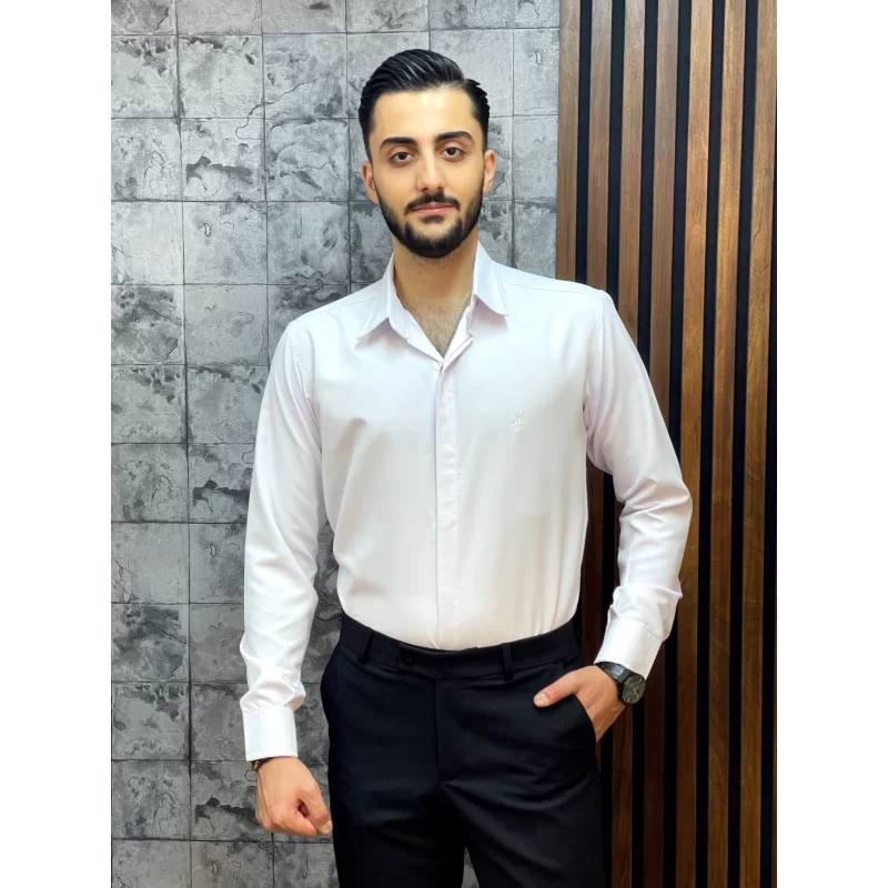 پیراهن پارچه دوشین رنگ سفید کد 1202