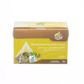 دمنوش گیاهی چای سبز و زنجبیل - بسته 14 عددی