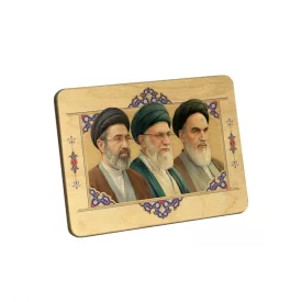 تابلو چوبی طرح سه رهبر ایران مدل BS7001