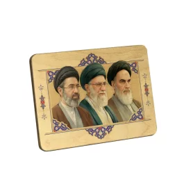 تابلو چوبی طرح سه رهبر ایران مدل BL7009