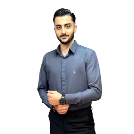 پیراهن مردانه پارچه دوشین رنگ دلفینی کد 1203