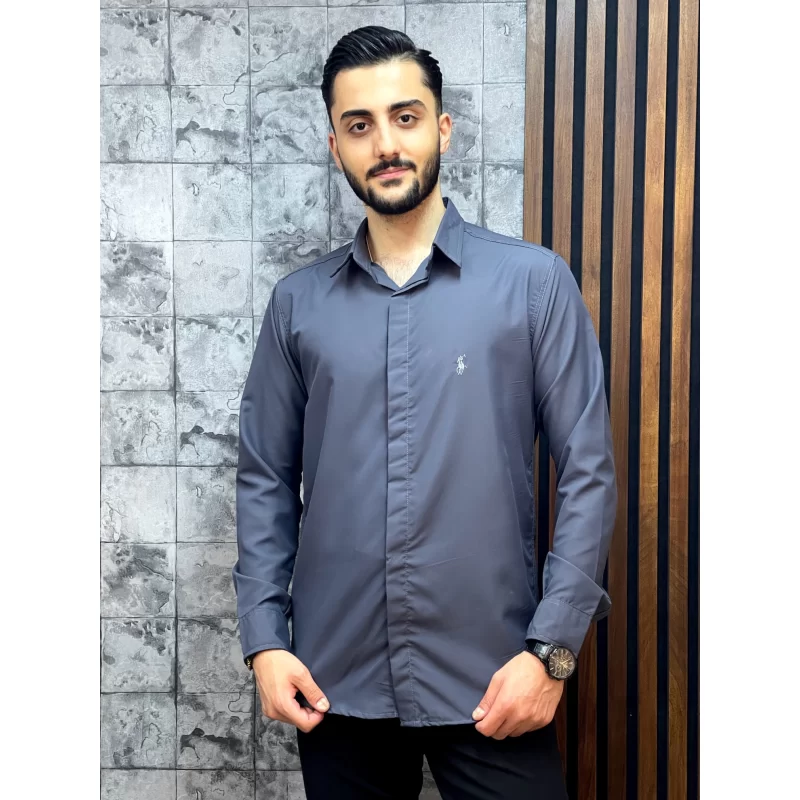 پیراهن پارچه دوشین رنگ دلفینی کد 1203