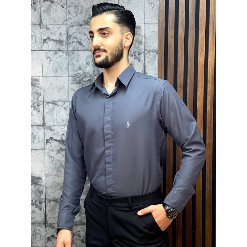 پیراهن پارچه دوشین رنگ دلفینی کد 1203