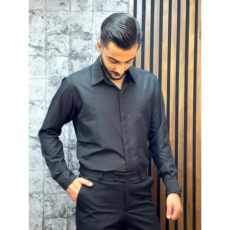 پیراهن پارچه دوشین رنگ مشکی کد 1201