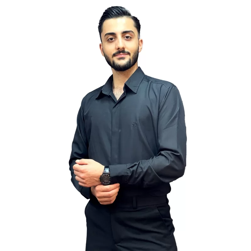پیراهن پارچه دوشین رنگ مشکی کد 1201
