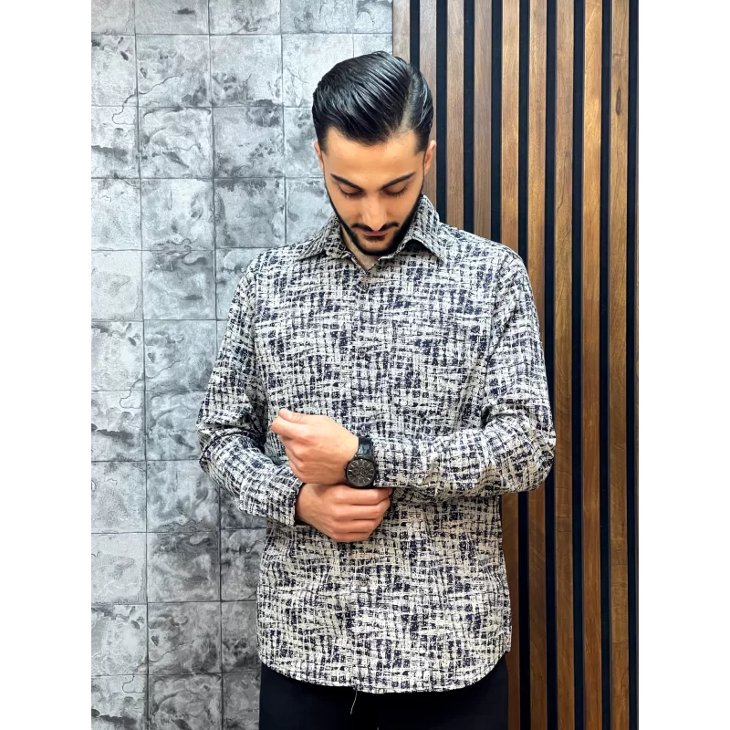 پیراهن پلی استر رنگ سرمه ای کد 1301