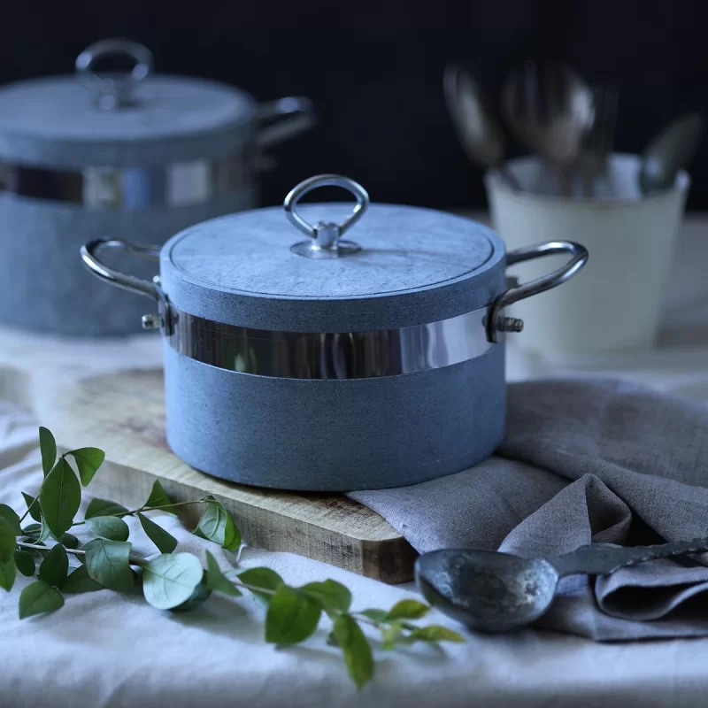 دیگ و دیزی سنگی مدل آوا با دسته استیل کلاسیک