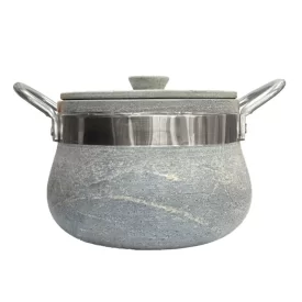 دیگ سنگی مدل دینا با دسته استیل کلاسیک