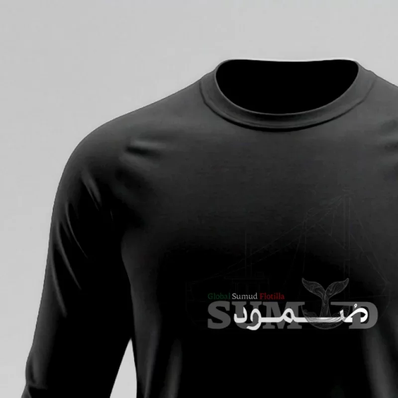 تیشرت مردانه استین بلند پنبه مشکی طرح آوای آزادی