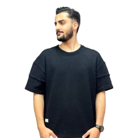 تیشرت مردانه پارچه گردبافت رنگ مشکی کد 1501