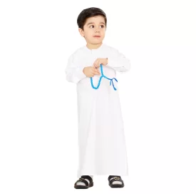  دشداشه عربی سفید مدل بدون یقه با مچ بچه گانه کد PB12101 