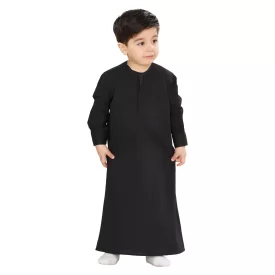  دشداشه عربی مشکی مدل بدون یقه با مچ بچه گانه کد PB12101 