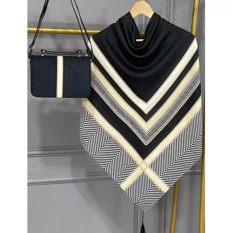 ست کیف و روسری مشکی ورساچه مدل تیبا کد B2