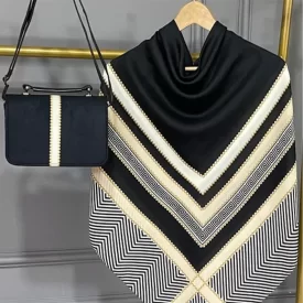 ست کیف و روسری مشکی ورساچه مدل تیبا کد B2