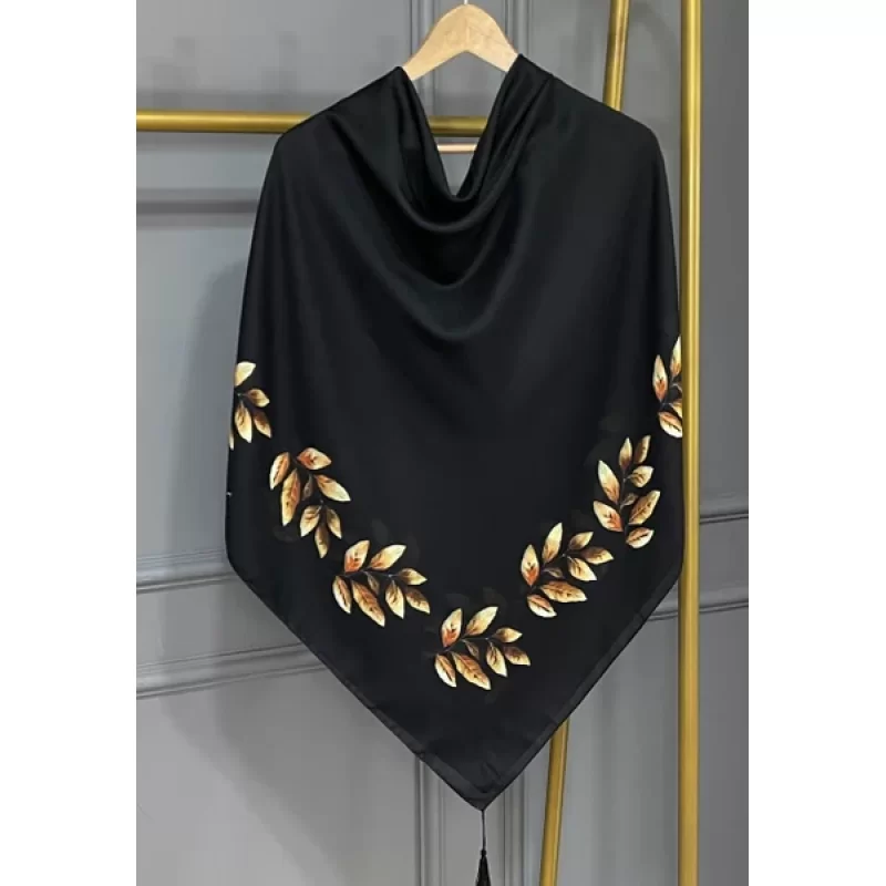 ست کیف و روسری مشکی مدل برگ هانا کد B2