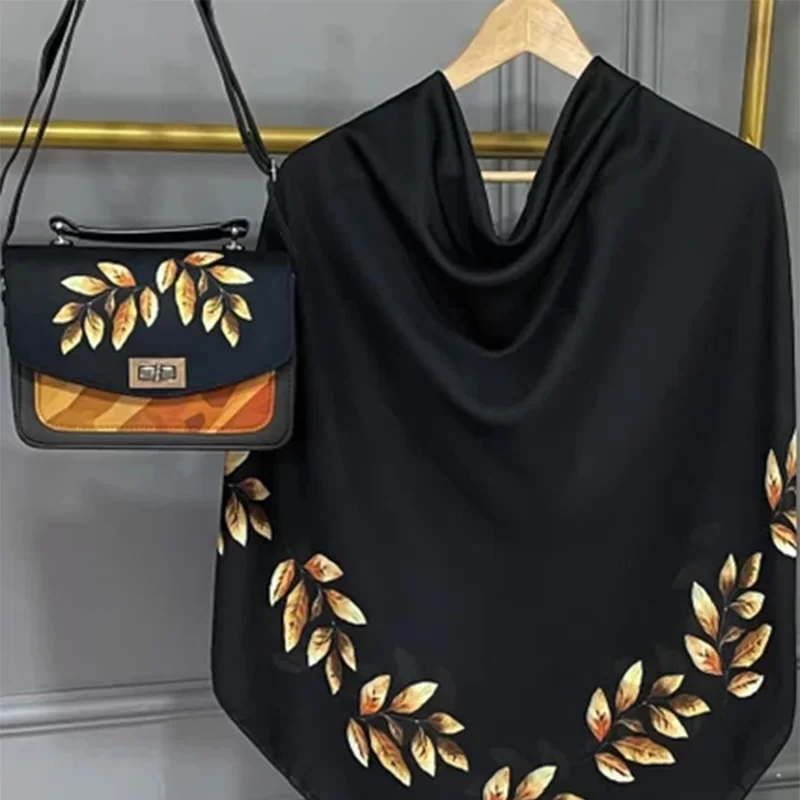 ست کیف و روسری مشکی مدل برگ هانا کد B2