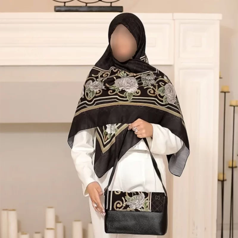 ست کیف و روسری مشکی طرح گوچی لاله