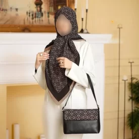 ست کیف و روسری مشکی طرح پیچازی