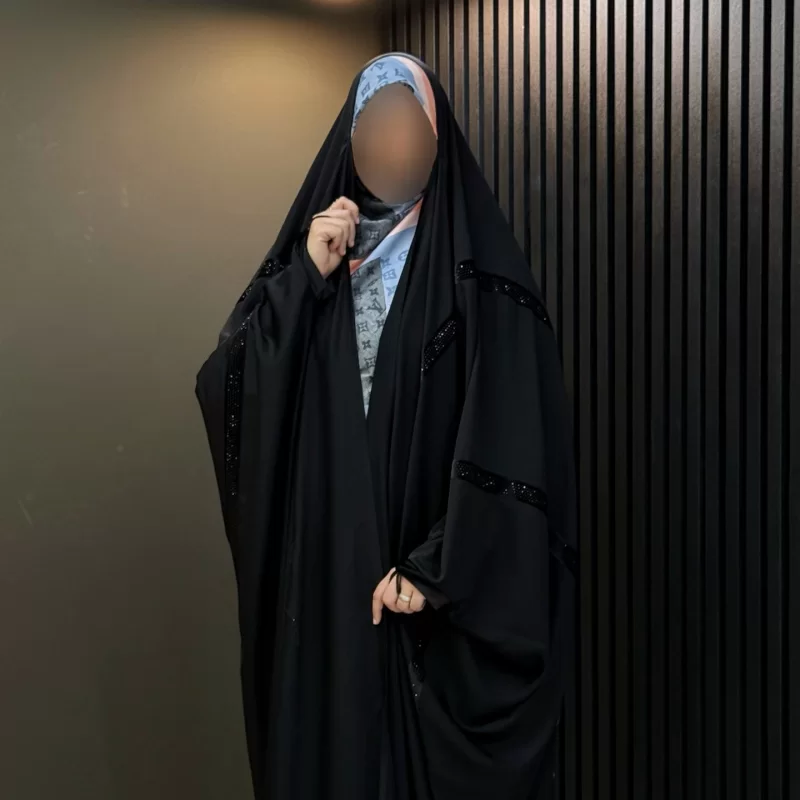 چادر مشکی پارچه میباخ مدل لاینی عمودی پاپیون 