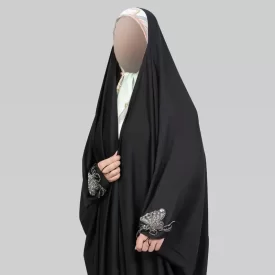 چادر مشکی پارچه میباخ مدل پروانه نقره‌ ای