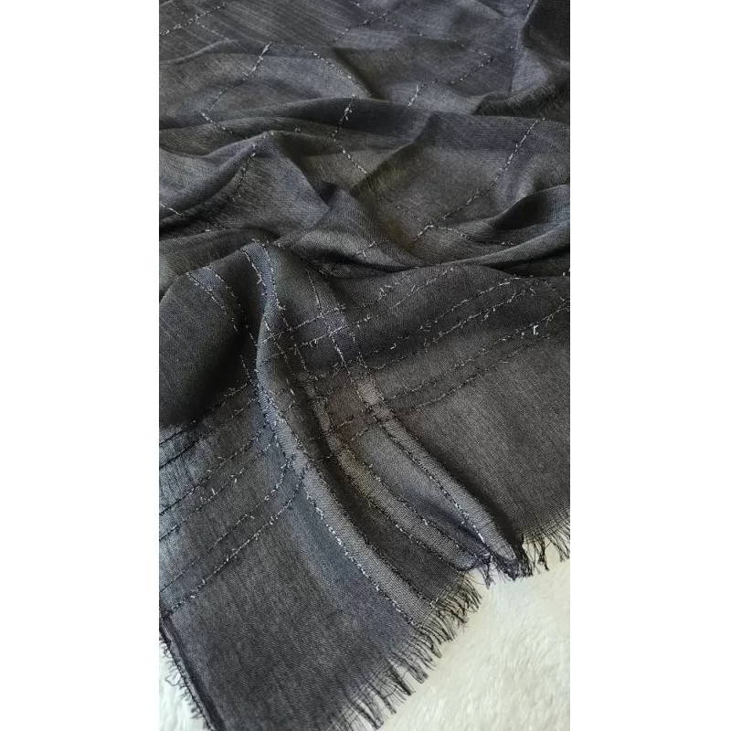 روسری زنانه مشکی نخ لمه