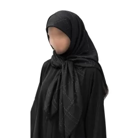 روسری زنانه مشکی نخ لمه