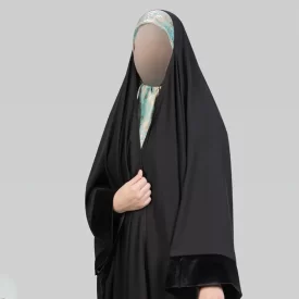 چادر مشکی پارچه میباخ مدل یاسمین مچ‌ مخمل ساده 