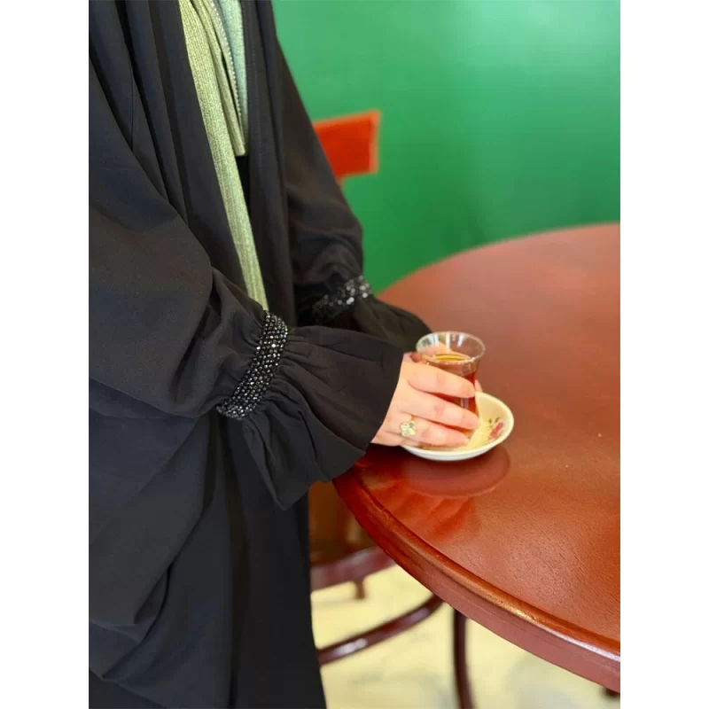 چادر مشکی جواهردوزی کرپ پورشه مدل پرنسسی