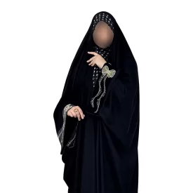 چادر مشکی پارچه میباخ مدل یاسمین پاپیون 