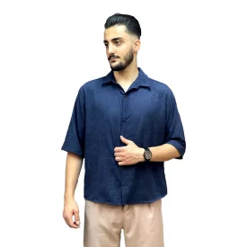 پیراهن پارچه سیلک رنگ سرمه ای کد 2803
