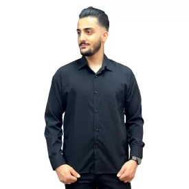 پیراهن مشکی مردانه پارچه تترون کد 2601