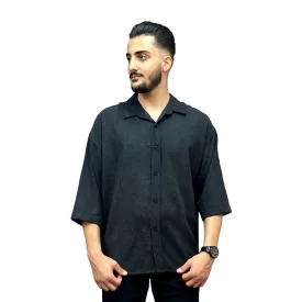 پیراهن مشکی مردانه پارچه سیلک کد 2801