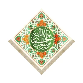کتیبه لوزی مخمل محمد رسول الله طرح گل و برگ