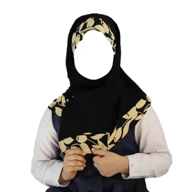 مقنعه نرگس مشکی طرح 4 کد 4019