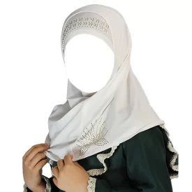 مقنعه دو تکه بچه گانه ریون رنگ سفید کد 2200
