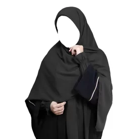 روسری 140 و ساقدست ساده ژورژت مشکی  کد 3241