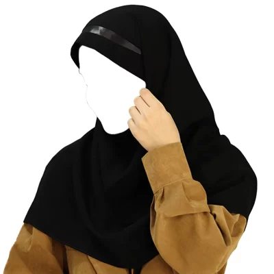 مقنعه تل دار 100 کرپ ایرانی مشکی تل مشکی نقره ای کد 2901
