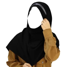 مقنعه تل دار 100 کرپ ایرانی مشکی تل مشکی کد 2901