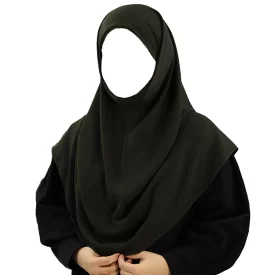 مقنعه کویتی کشدار 110 کرپ کره ای سبز سایز 28 کد 4211